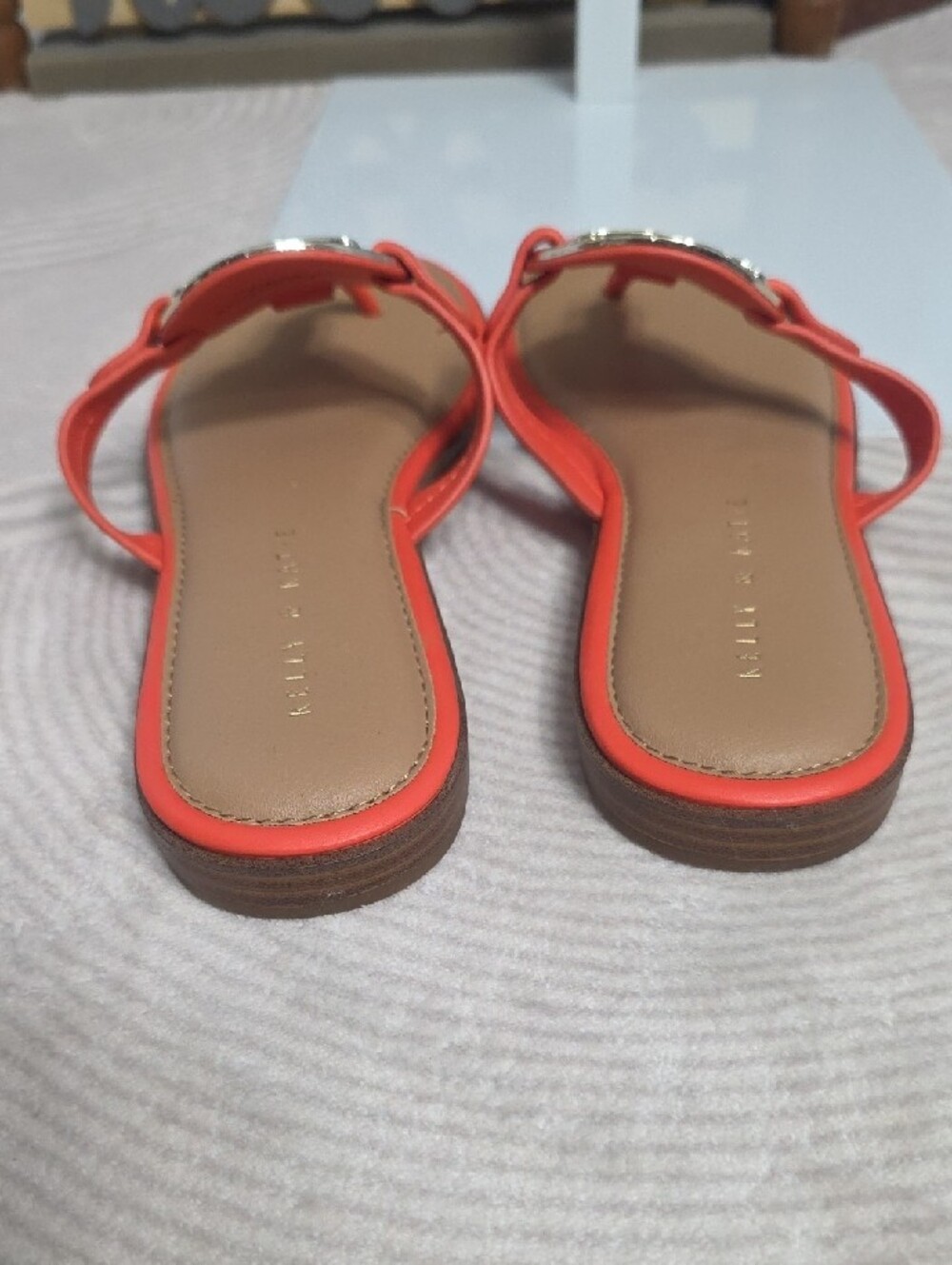 Kelly & Katie Orange Thong Sandals with Gold Medallion - Picture 4 of 8